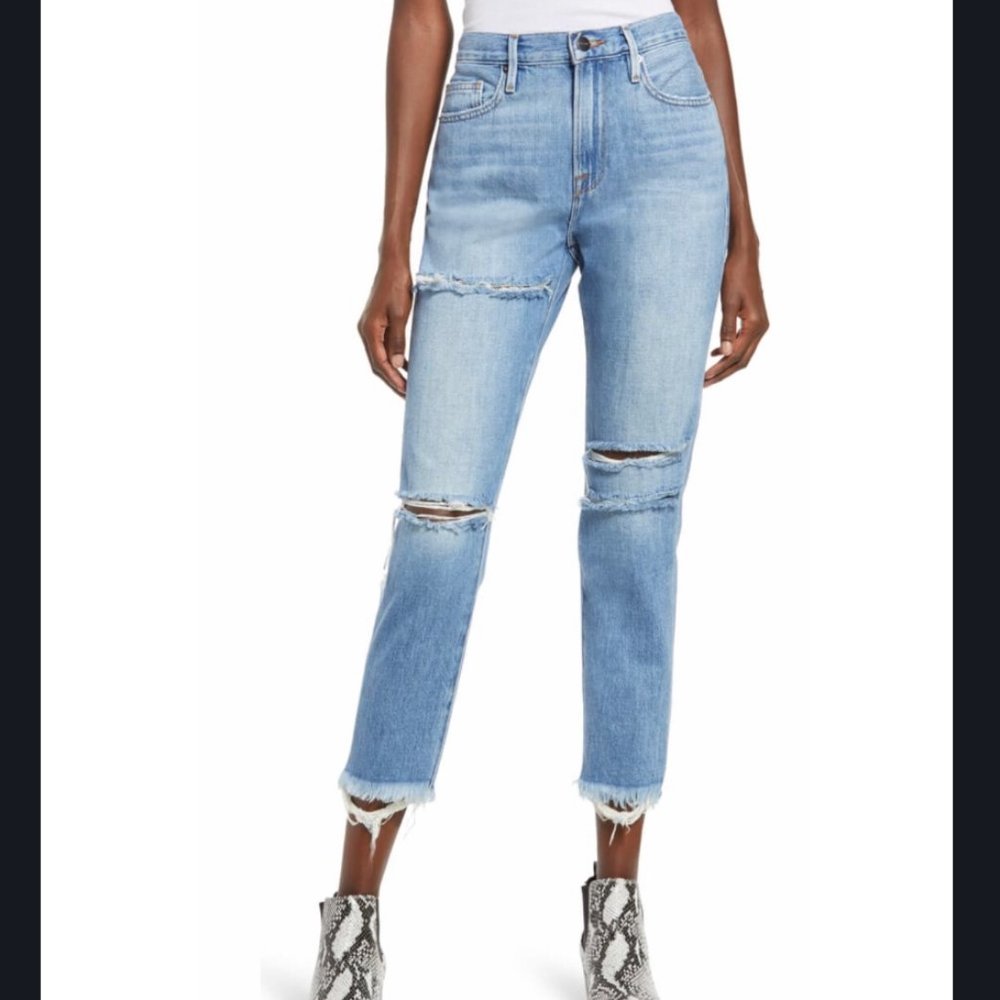 NWT Frame Le Beau Ripped Crop Boyfriend Jeans 28